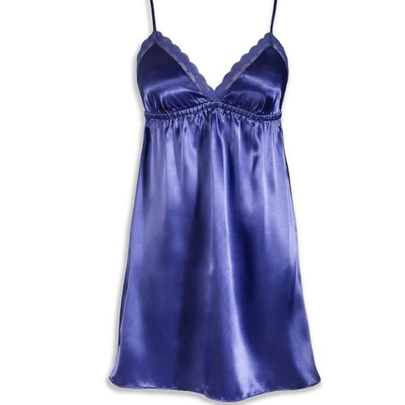 *SOLD* Blue Satin Chemise - Picture 1 of 3